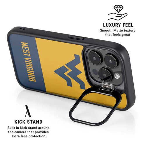 West Virginia University WV Yello split iPhone 16 Pro Kickstand Case